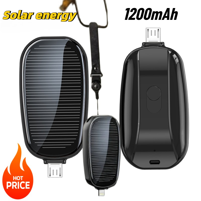 Solar Charger Panel Foldable - 1200mAh 태양광 미니 보조배터리 키체인 휴대용